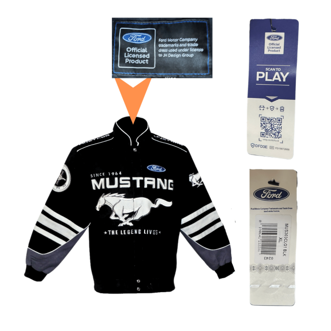 Ford-Mustang-Jacket Anniversary-Edition Labels Ford-Mustang-Jacket Anniversary-Edition Labels